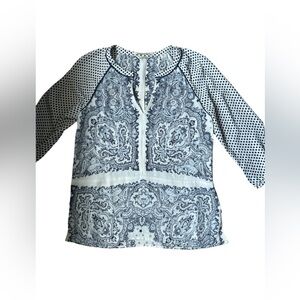 MAISON SCOTCH Navy and Cream Paisley Blouse